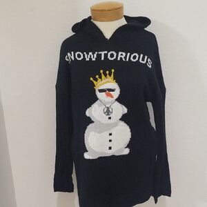 Black Snowtorious Hoodie with Snowman Design